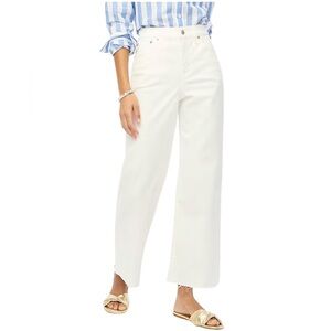 NEW J. CREW Factory Wide-leg Crop Jean in All-day Stretch Raw Hem White Size 27